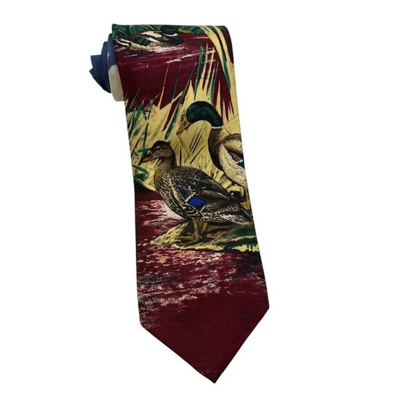 VTG 90s Ducks Unlimited Mallard Waterfowl Hunting Wildlife Silk Tie Made in USA - Picture 4 of 9